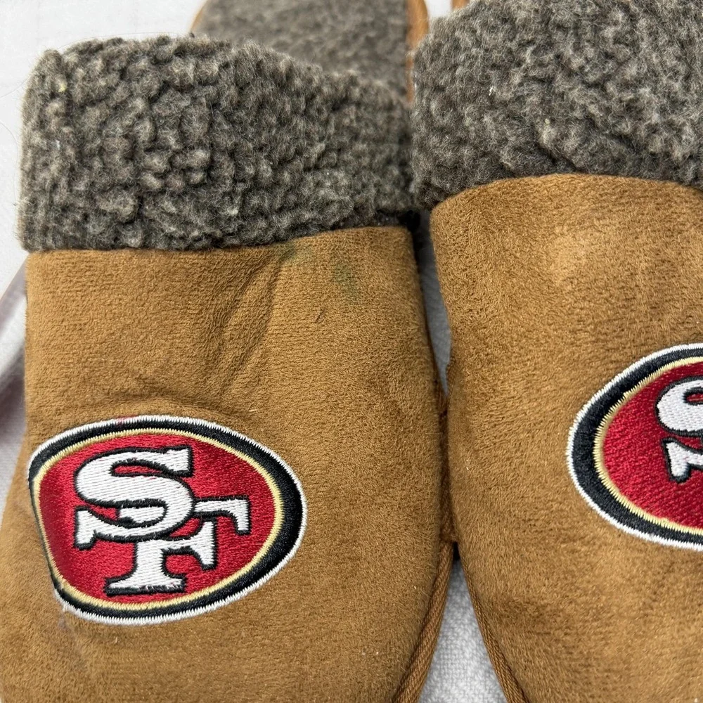 San Francisco 49ers Slippers Mens XL Brown NFL Football FOCO Faux Suede